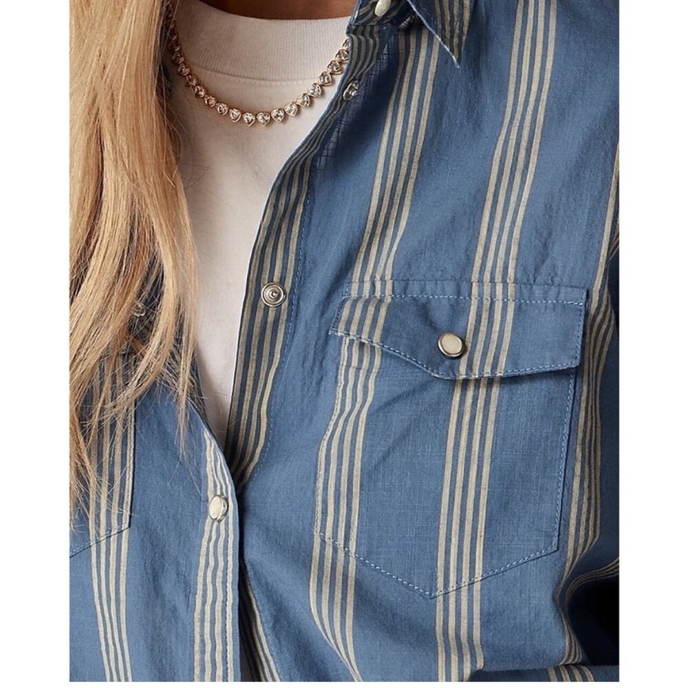 J. Crew Western style striped shirts in blue/yellow - Picture 3 of 9